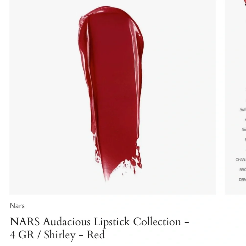 NARS AUDACIOUS lipstick Rouge A Levers shade, Shirley Red limited edition